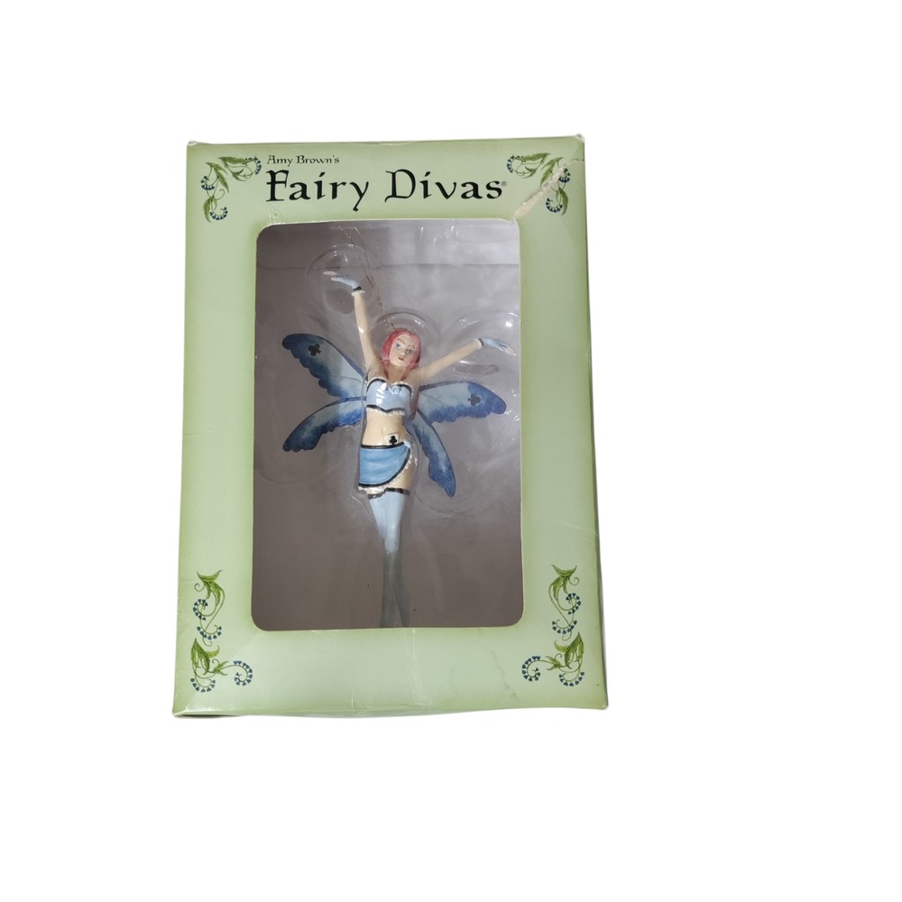 Amy Brown Fairy Divas Clubs 87854 Hand Painted Polystone Ornament Blue Winged
